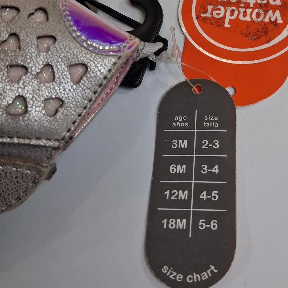 Wonder Works Stylish Silver High Top Baby Sneakers Size 2